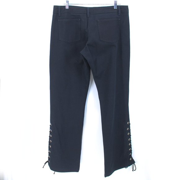 Lip Service Black Lace-Up Corset Pants SZ L Gothic Punk Low Rise Cotton Y2K Alt - Picture 13 of 15